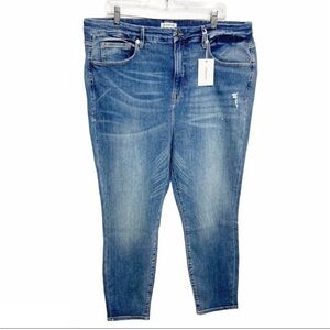 NWT Good American Size 22 Good Legs Cropped Blue Jeans Skinny High Rise